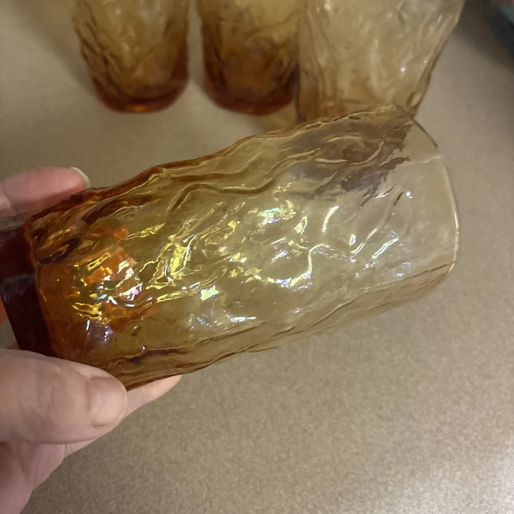 Set 4 Seneca Glass DRIFTWOOD Crinkle HIGHBALL Tumblers 5 3/4 - Picture 12 of 12